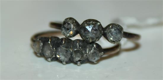 2 old cut diamond rings